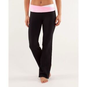 Lululemon Astro Pants Pink Stripe White Criss Cross Band